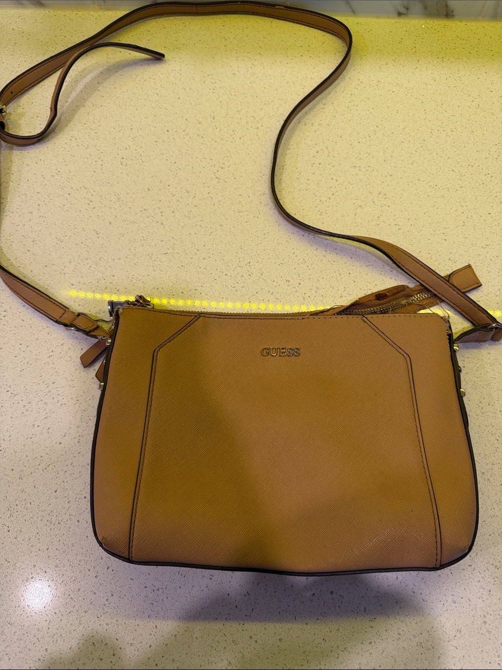 GUESS Tan Crossbody Bag with Adjustable Strap